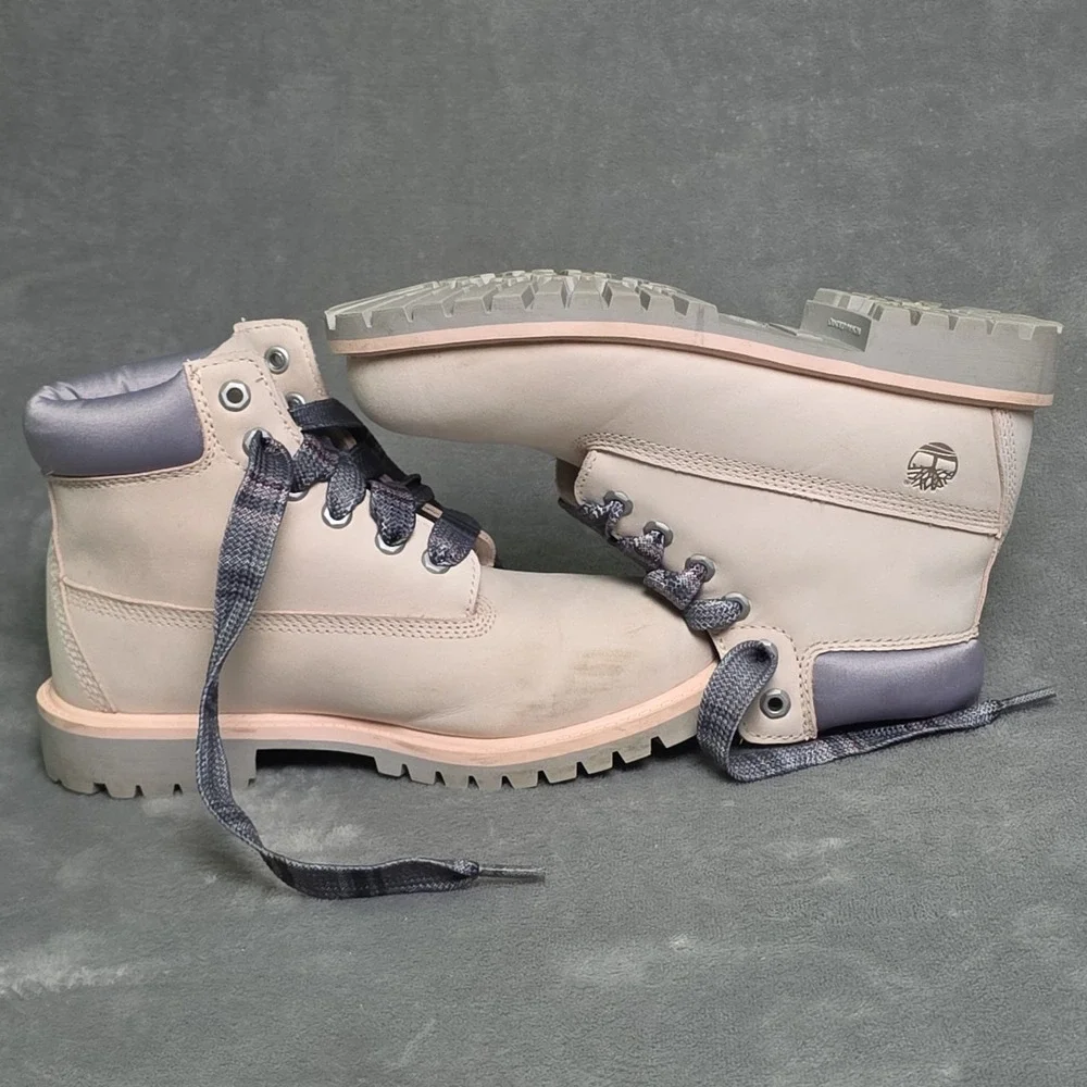 Timberland  Premium 6 in Waterproof  Pink Nubuck‎ Youth  Boots Size 3 VGC